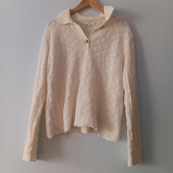 Vince Lace-Stitch Wool-Blend Polo Sweater XL - Picture 5 of 11